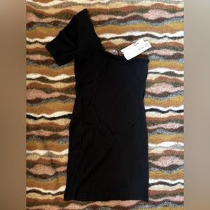 Zara black stretchy one shoulder dress